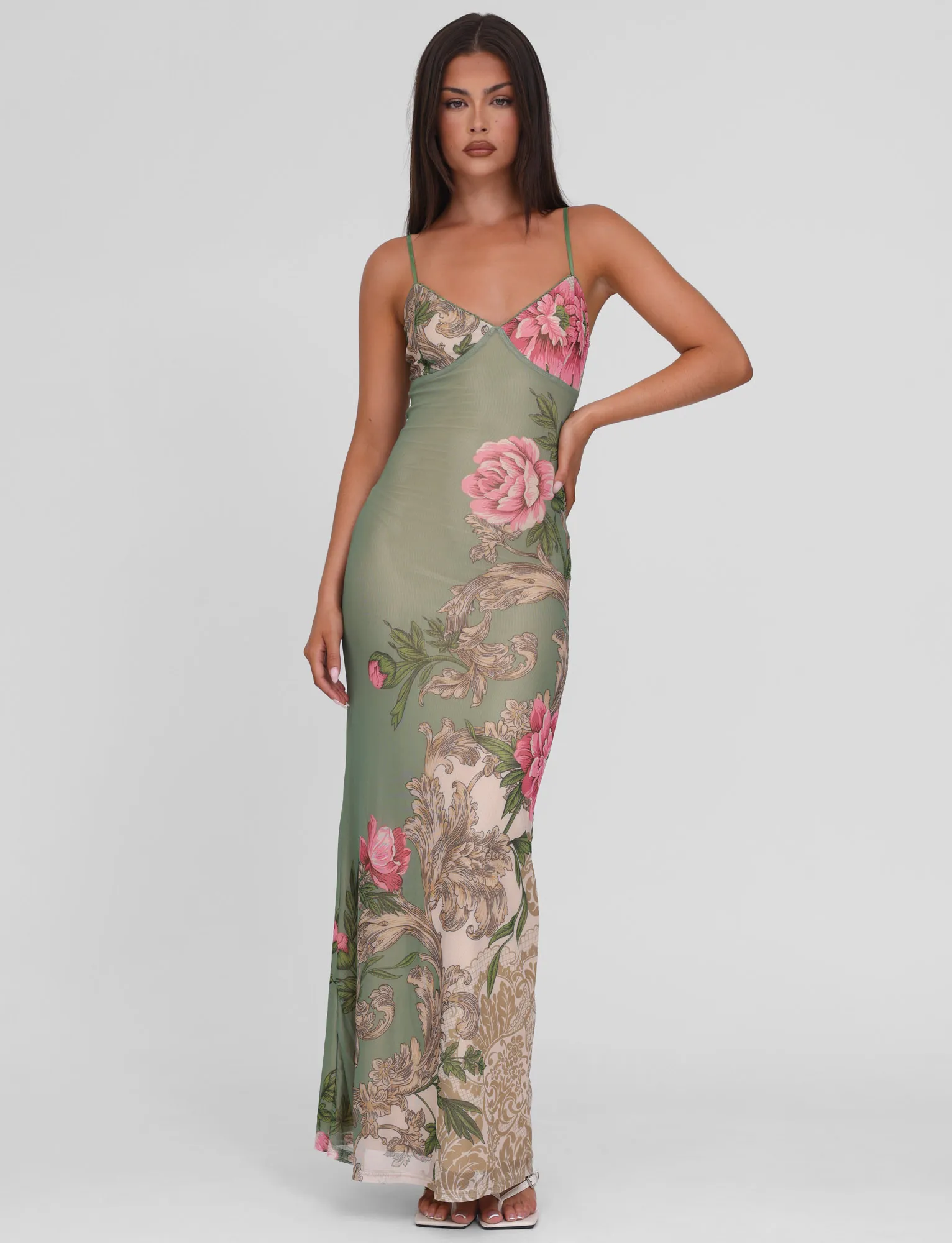 JULIANNA DRESS - GREEN : FLORAL : ROCCOCO FLORAL Chic Tailoring Design
