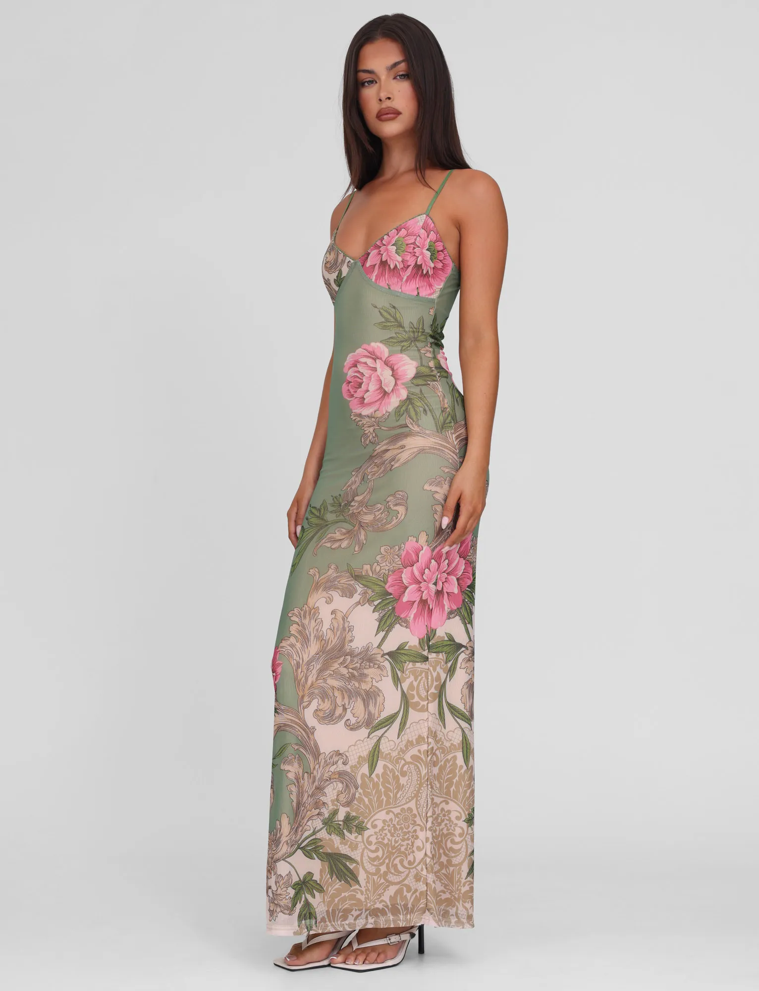 JULIANNA DRESS - GREEN : FLORAL : ROCCOCO FLORAL garden wedding