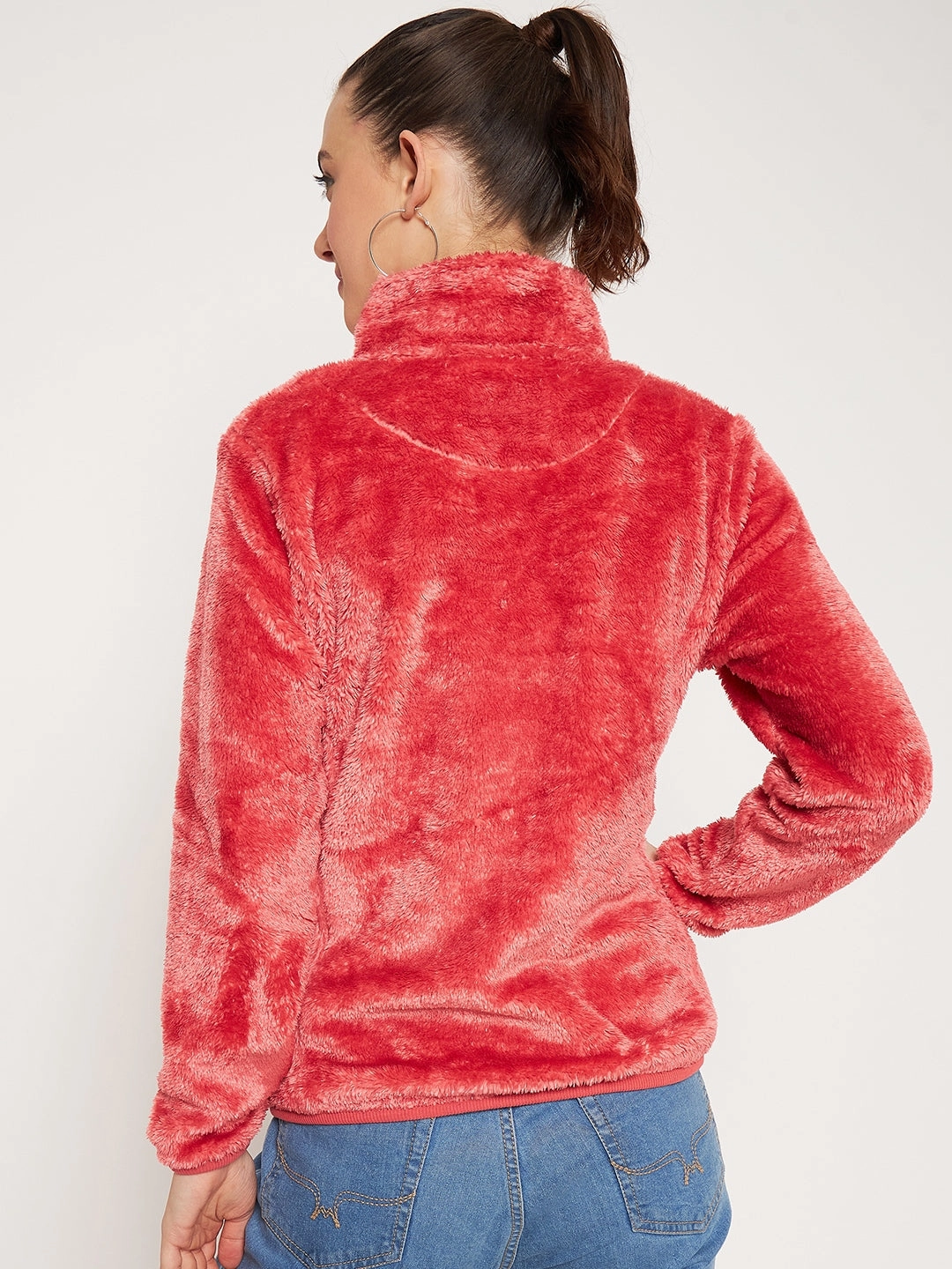 Madame Light Pink High Neck Sweatshirt Cozy Design Date night