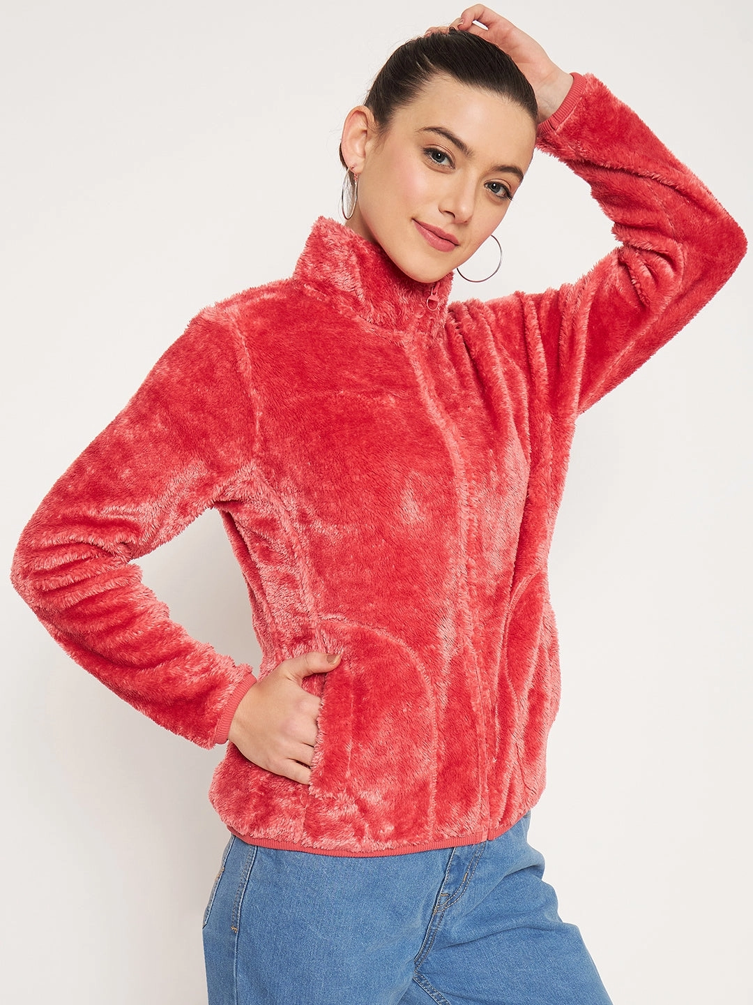 Unisex Unisex Apparel Madame Light Pink High Neck Sweatshirt