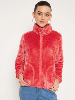 Madame Light Pink High Neck Sweatshirt Basic Hoodie Mass produced