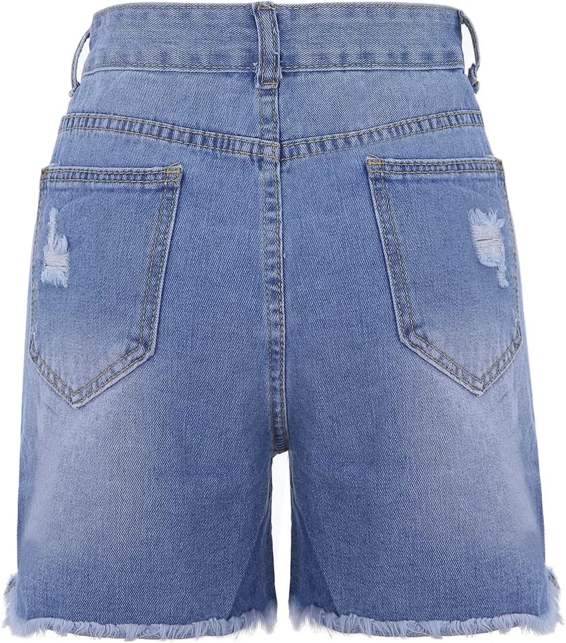 White Denim Shorts for Women Cute High Rise Stretchy Boyfriend Jeans Shorts Solid Frayed Hem Hot Shorts