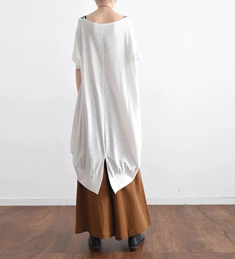 White low high cotton silk shirts plus size asymmetrical blouses tops 2021 fall