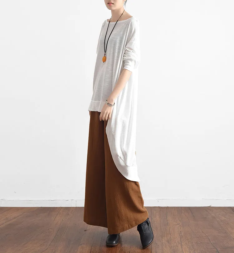 White low high cotton silk shirts plus size asymmetrical blouses tops 2021 fall
