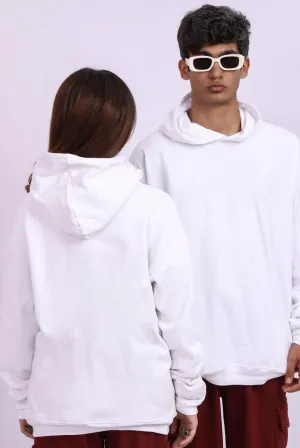 WHITE OVERSIZED BASIC HOODIE