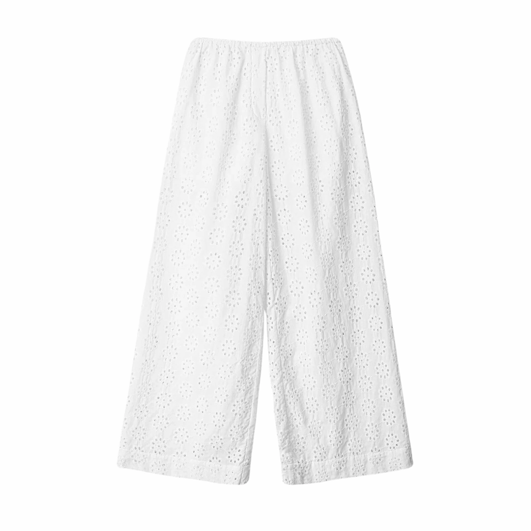 Comfy Material White Eyelet Bonfire Pant