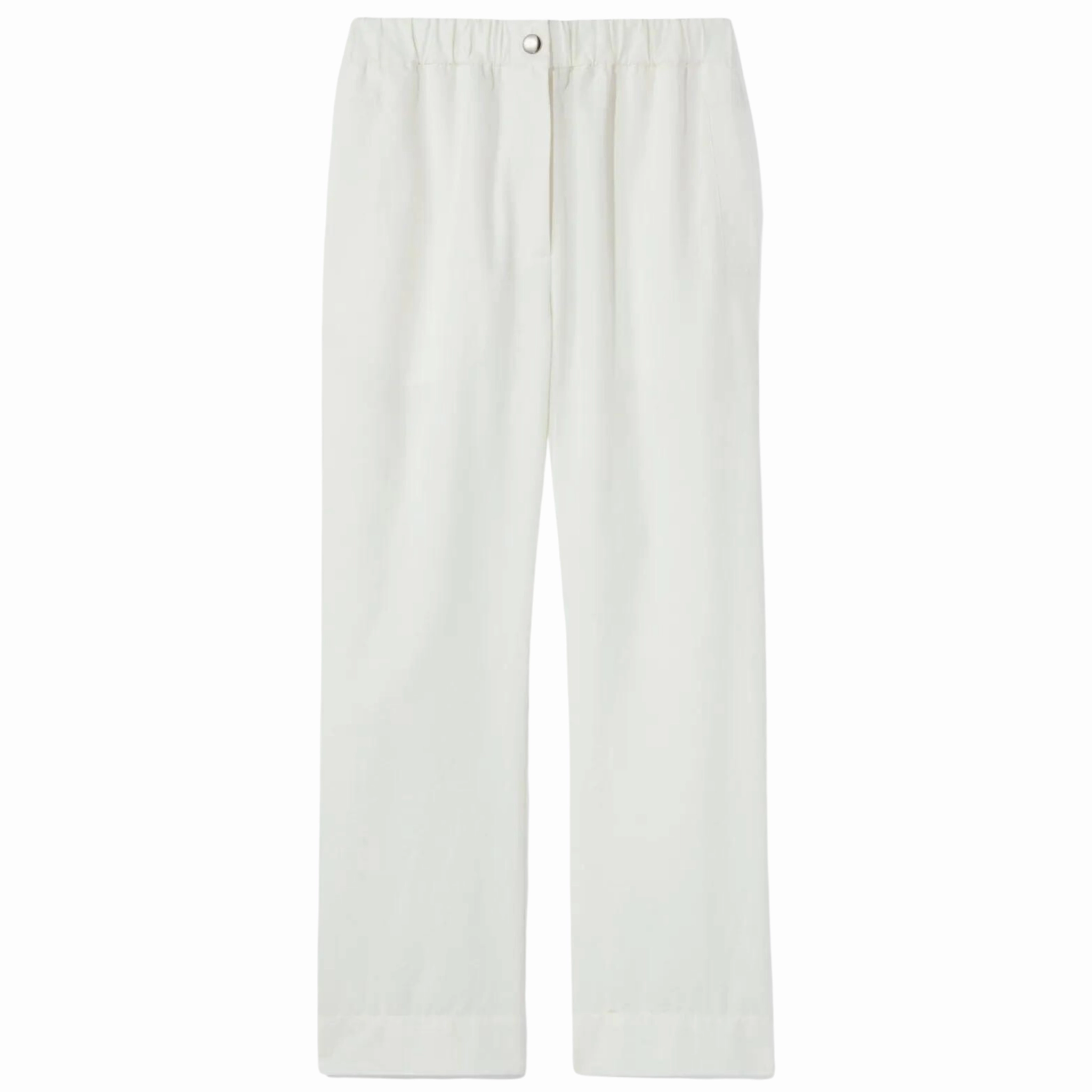 White Solid Cotton Linen Easy Pant Tough Materials Chilly Day Layers