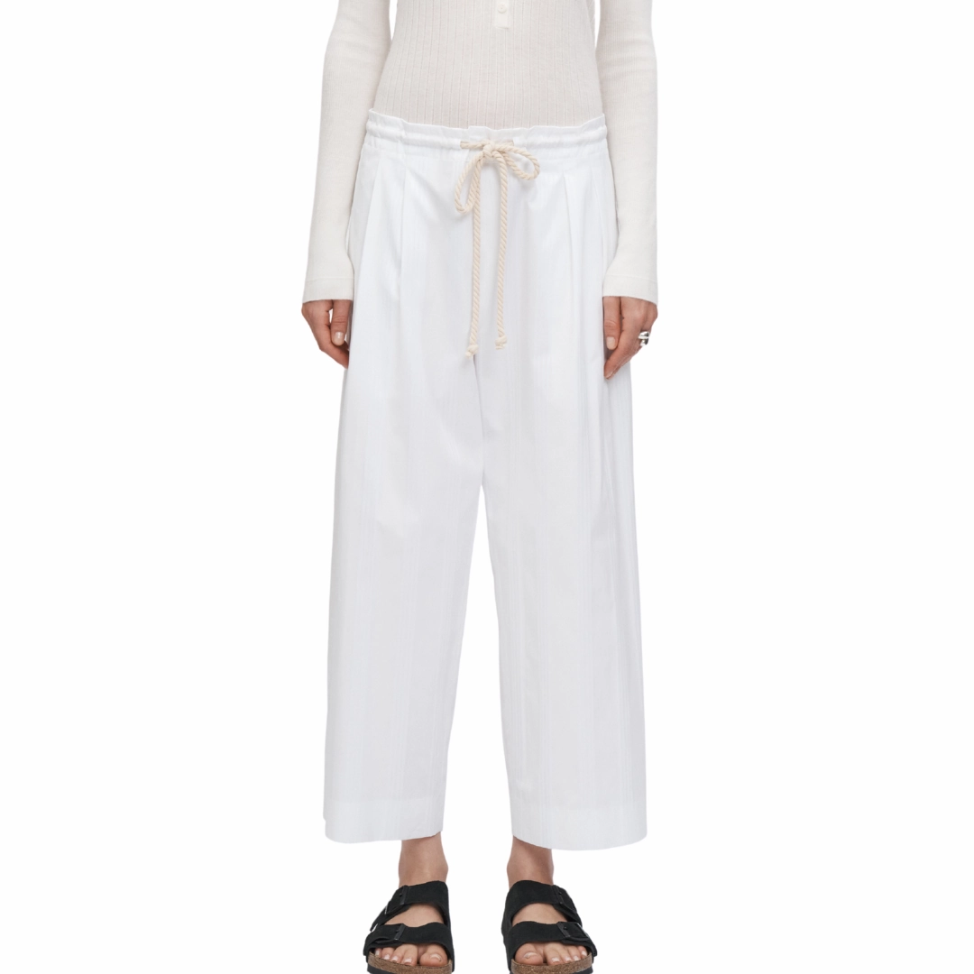 White Stripe Drawstring Pant Seamless construction Light Coverage