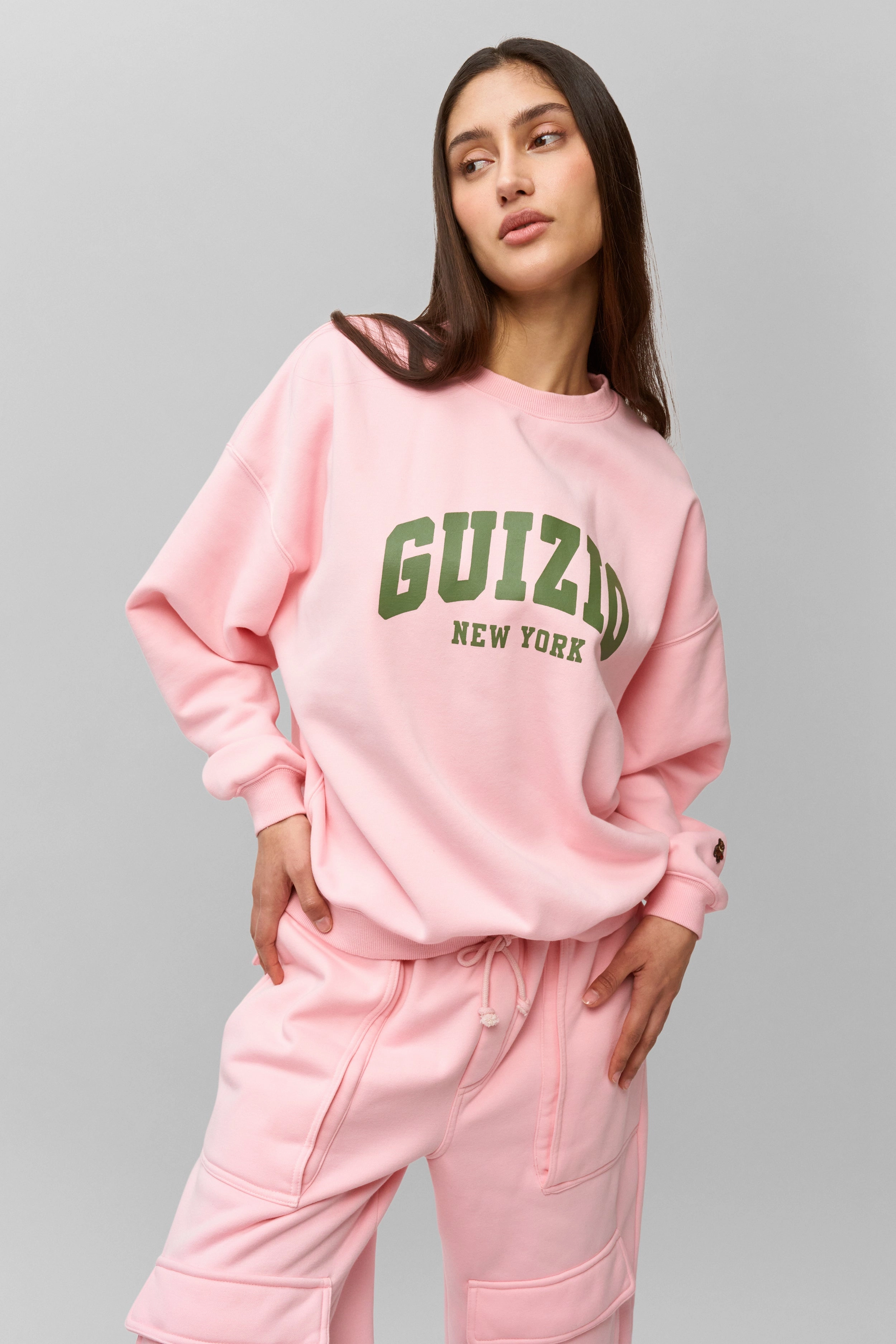 Textured Surface Guizio Fleece Crewneck