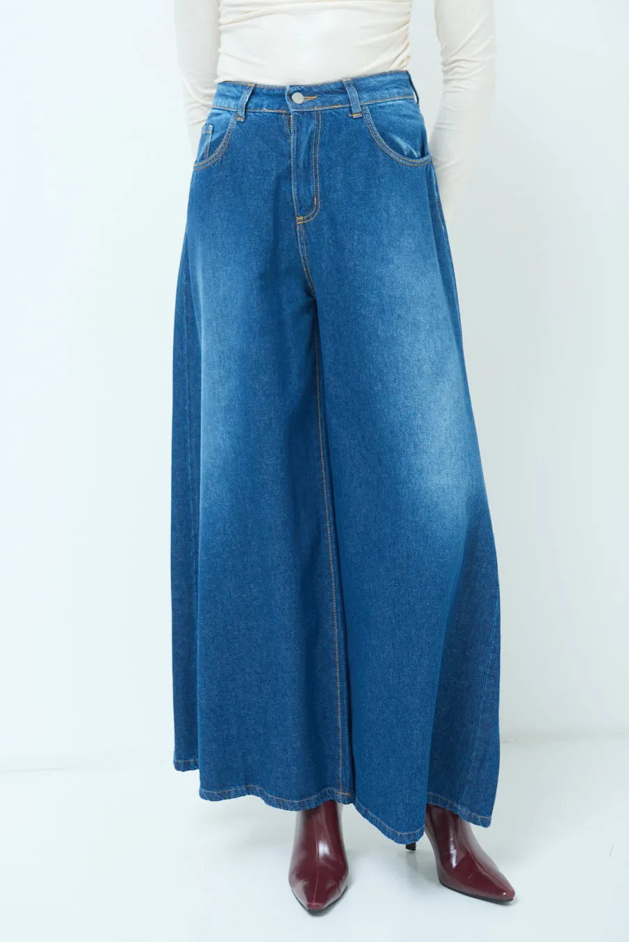 Wide-leg denim pants wholesale