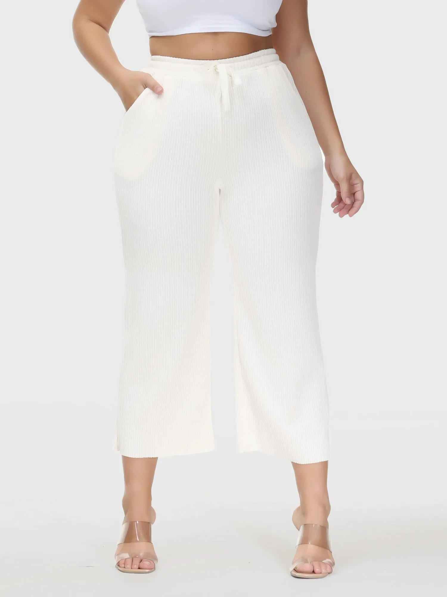 Wide Leg High-Waisted Straight Corduroy Pants