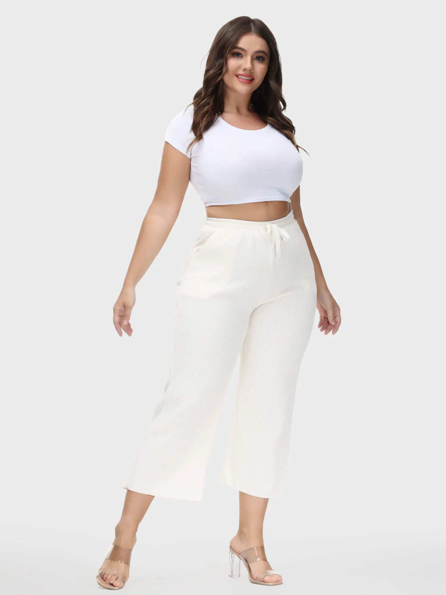 Wide Leg High-Waisted Straight Corduroy Pants