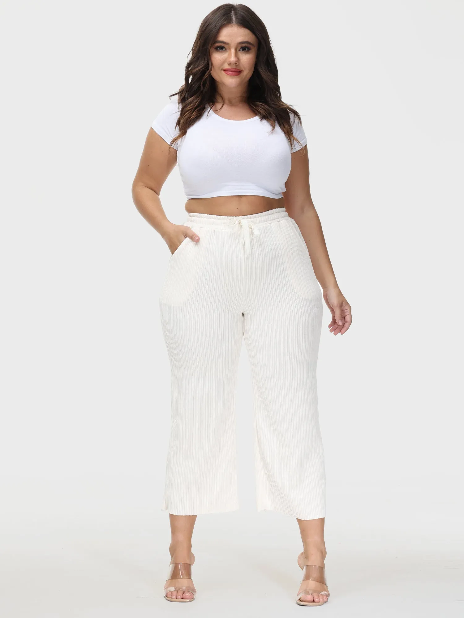 Wide Leg High-Waisted Straight Corduroy Pants