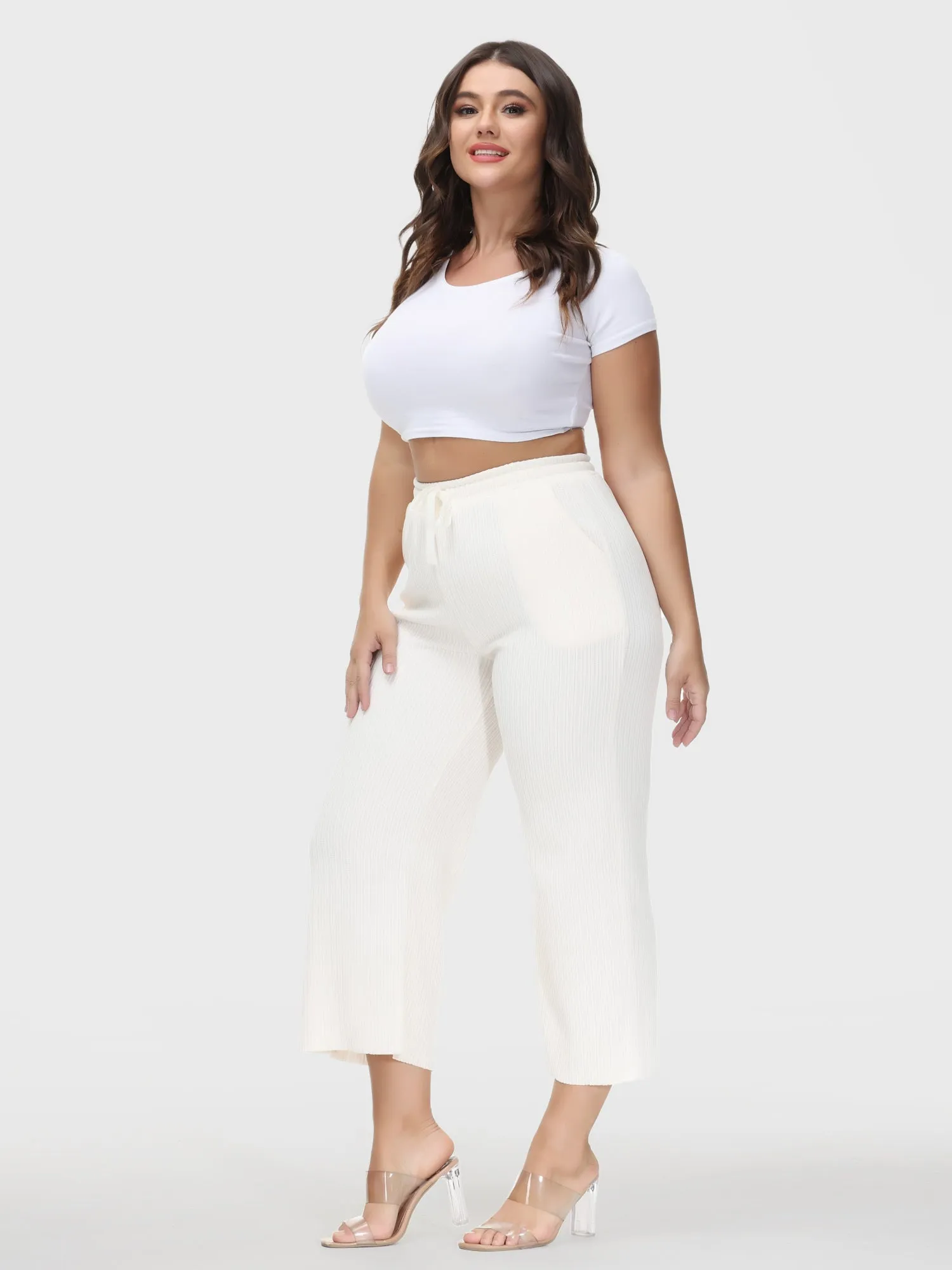 Wide Leg High-Waisted Straight Corduroy Pants