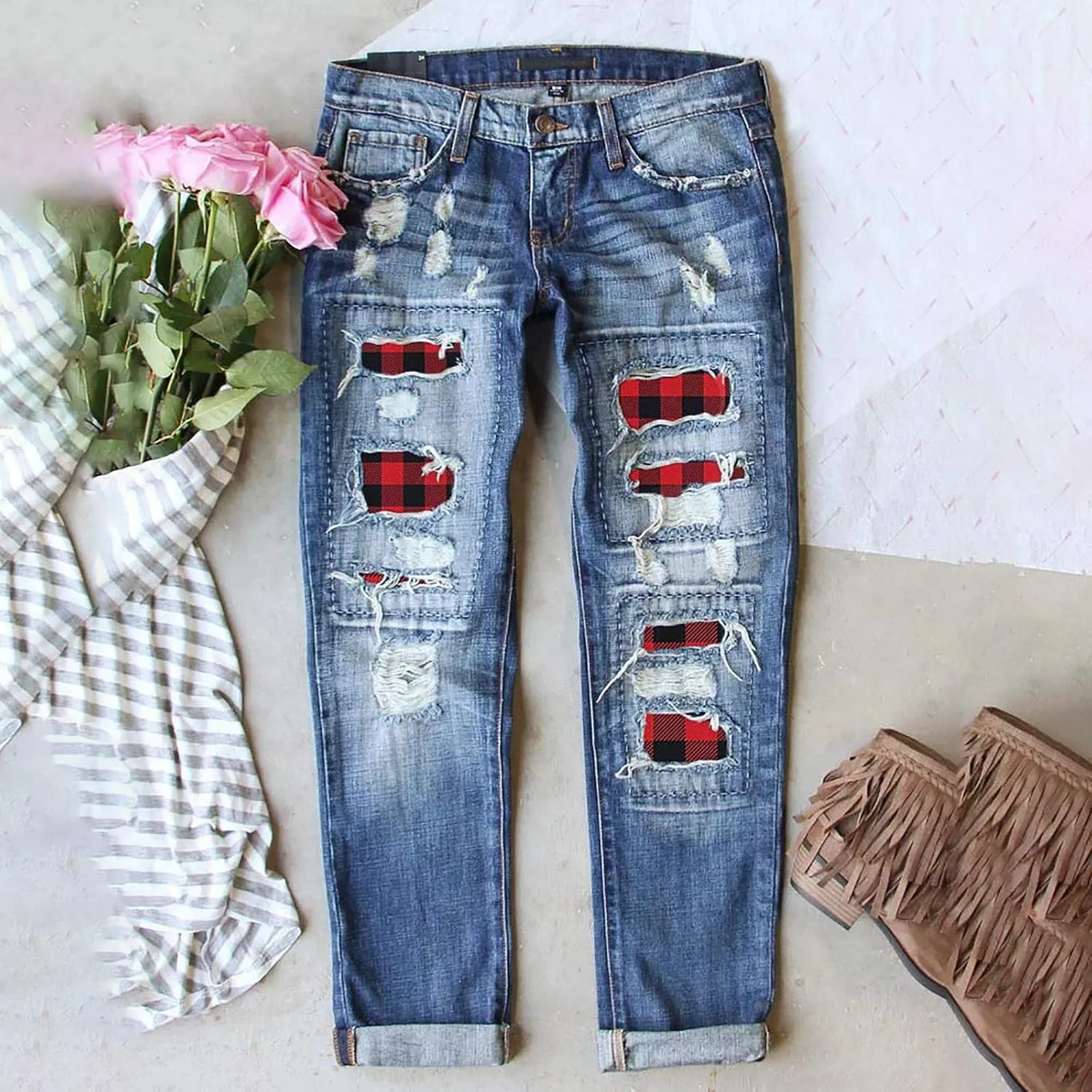 Wide Leg Jeans for Women High Waisted Flare Cropped Denim Pants High Waisted Straight Leg Stretchy Baggy Trousers