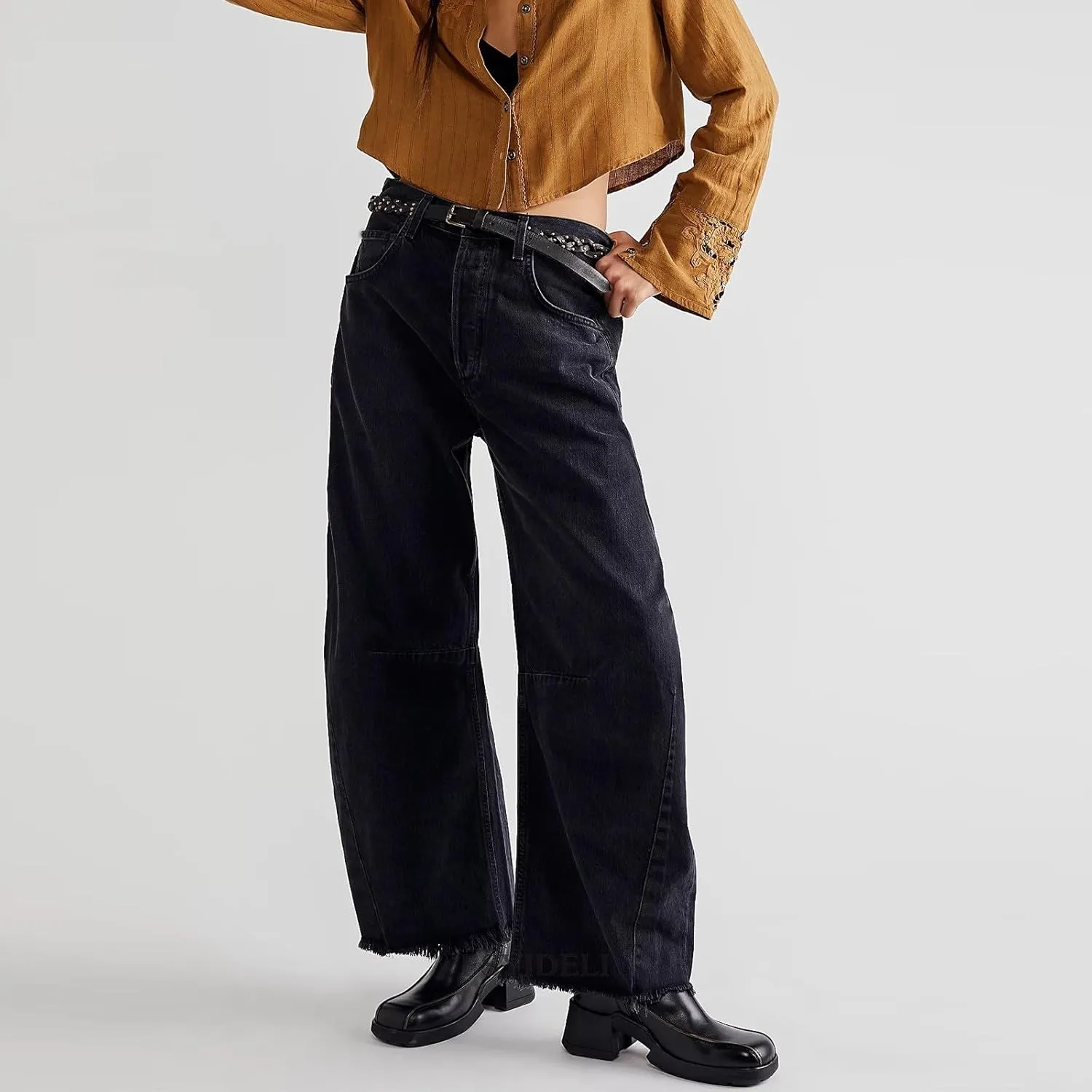 Wide Leg Jeans for Women High Waisted Flare Cropped Denim Pants High Waisted Straight Leg Stretchy Baggy Trousers