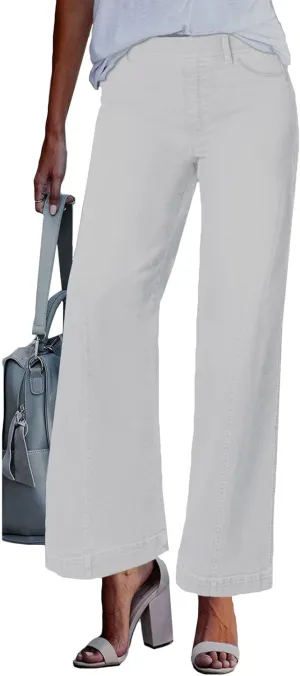 Wide Leg Jeans for Women High Waisted Flare Cropped Denim Pants High Waisted Straight Leg Stretchy Baggy Trousers
