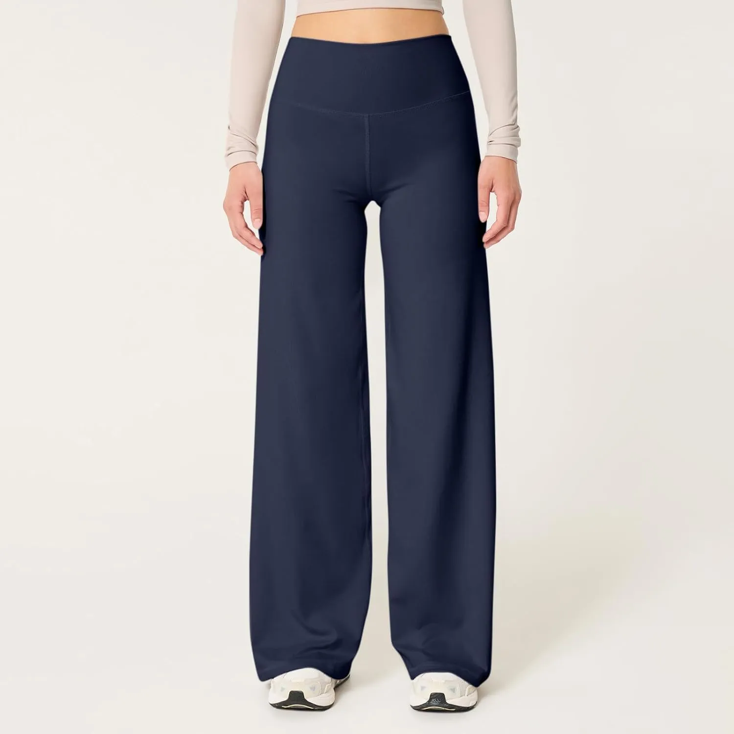 Wide Leg Yoga Pants Women Elastic High Waisted Lounge Pants Slim Fit Leggings Pull on Trousers Straight Leg Casual Pants