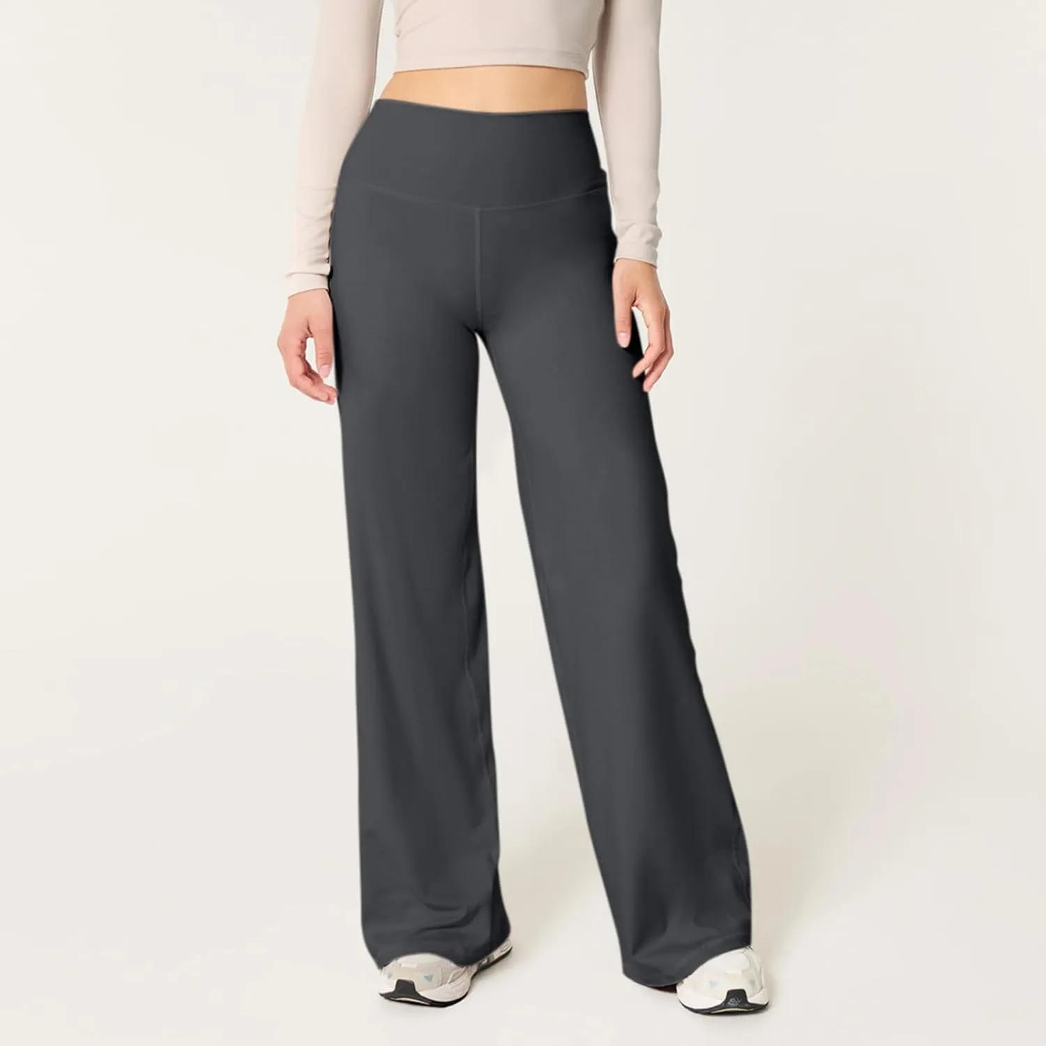 Wide Leg Yoga Pants Women Elastic High Waisted Lounge Pants Slim Fit Leggings Pull on Trousers Straight Leg Casual Pants