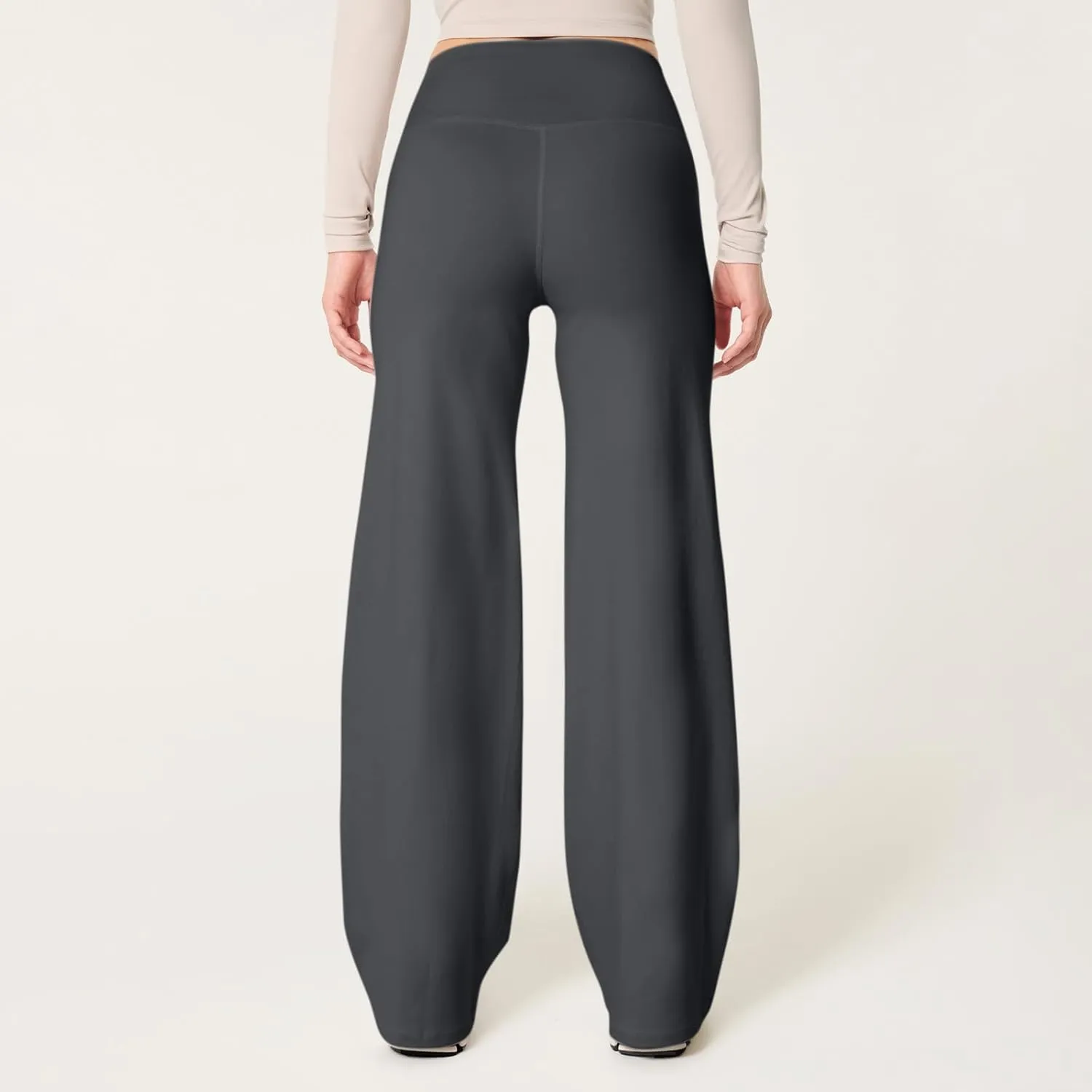 Wide Leg Yoga Pants Women Elastic High Waisted Lounge Pants Slim Fit Leggings Pull on Trousers Straight Leg Casual Pants