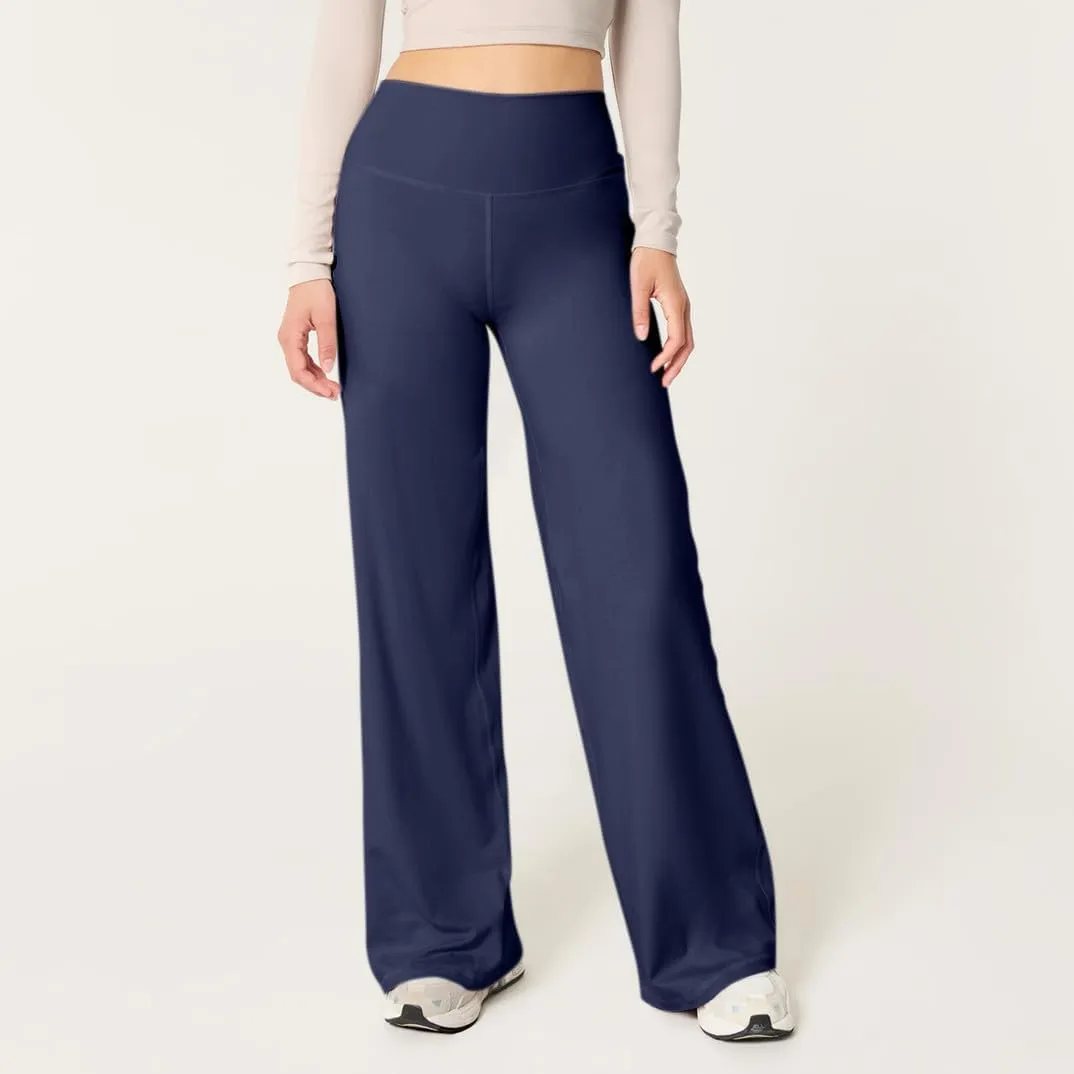 Wide Leg Yoga Pants Women Elastic High Waisted Lounge Pants Slim Fit Leggings Pull on Trousers Straight Leg Casual Pants