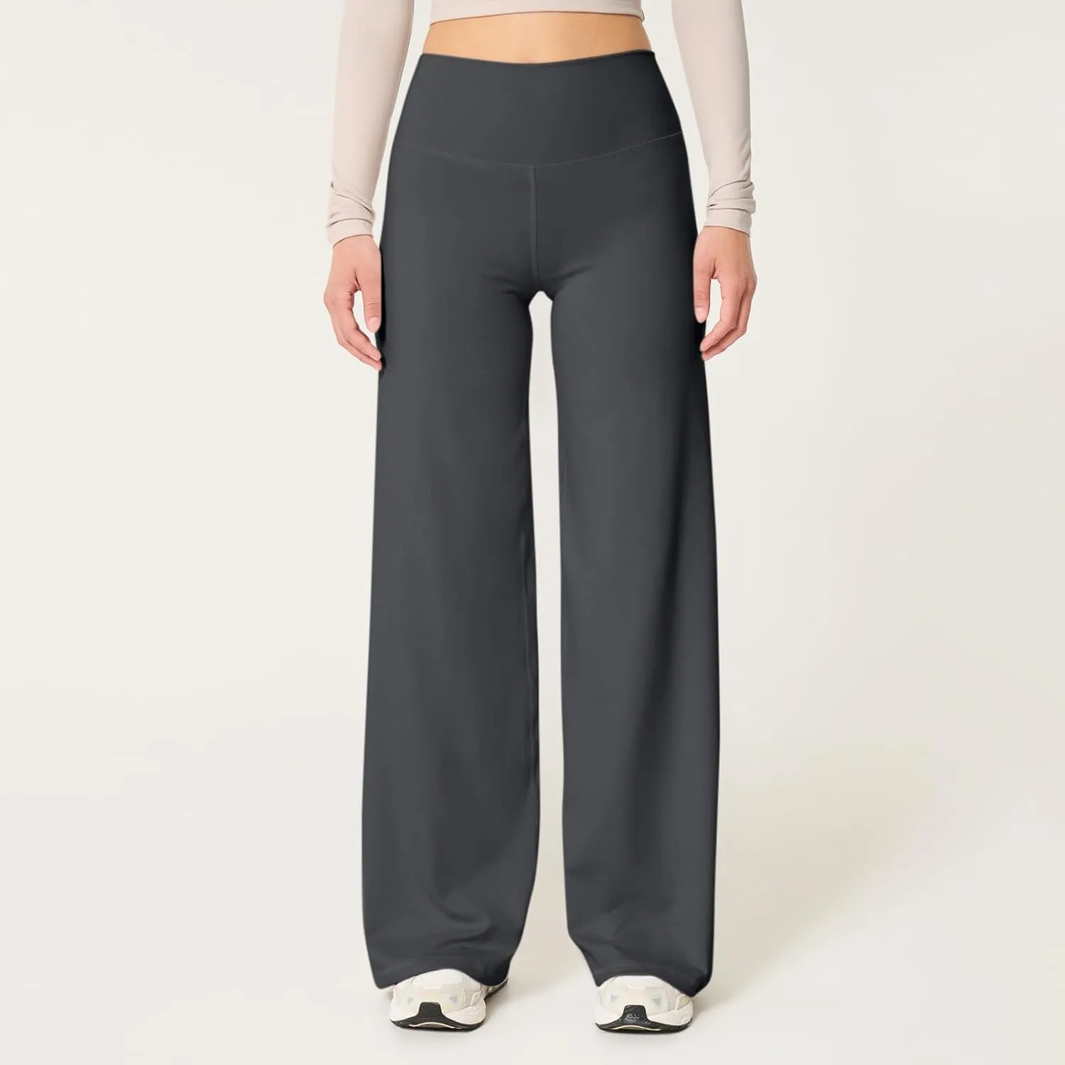 Wide Leg Yoga Pants Women Elastic High Waisted Lounge Pants Slim Fit Leggings Pull on Trousers Straight Leg Casual Pants