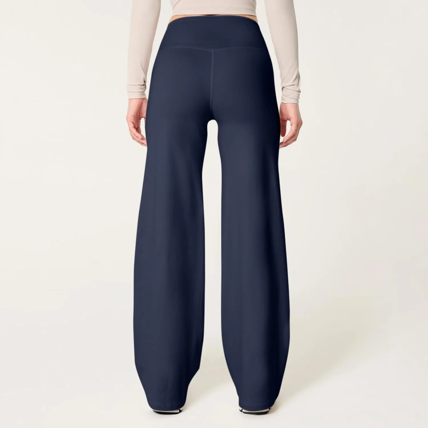Wide Leg Yoga Pants Women Elastic High Waisted Lounge Pants Slim Fit Leggings Pull on Trousers Straight Leg Casual Pants