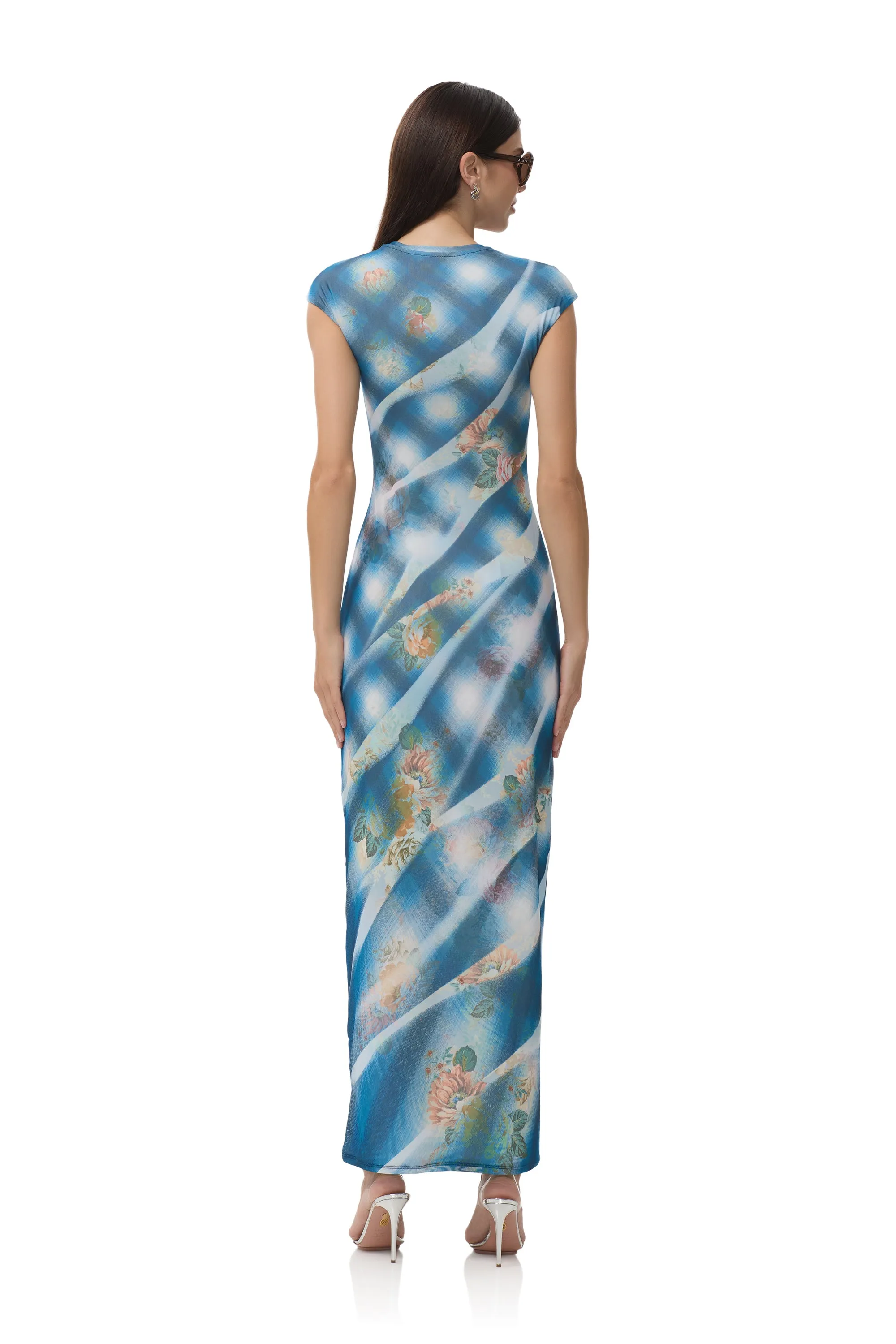 Cody Dress - Blue Floral Plaid Polished Cut
