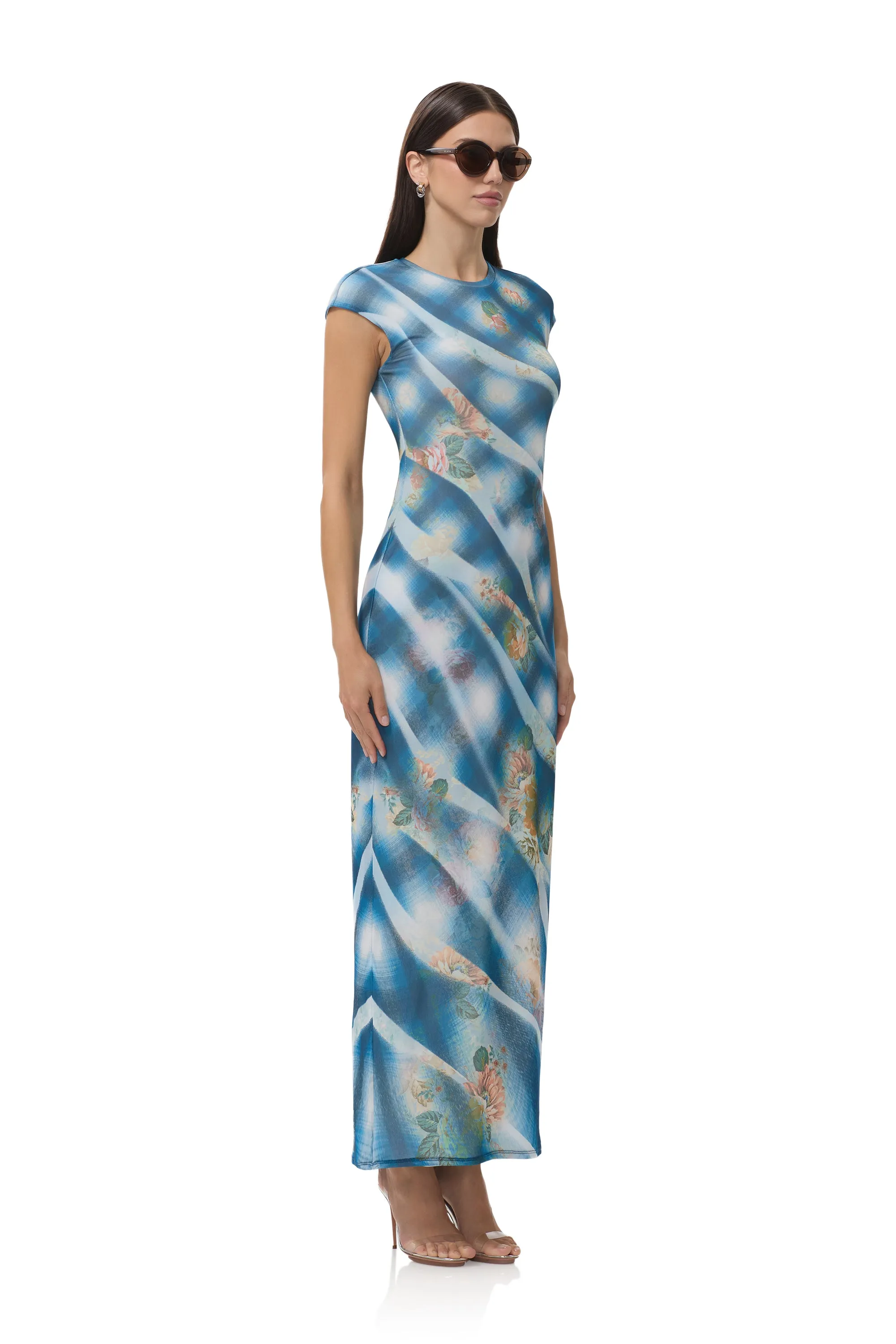 Cody Dress - Blue Floral Plaid Event Safe Perfect Layers