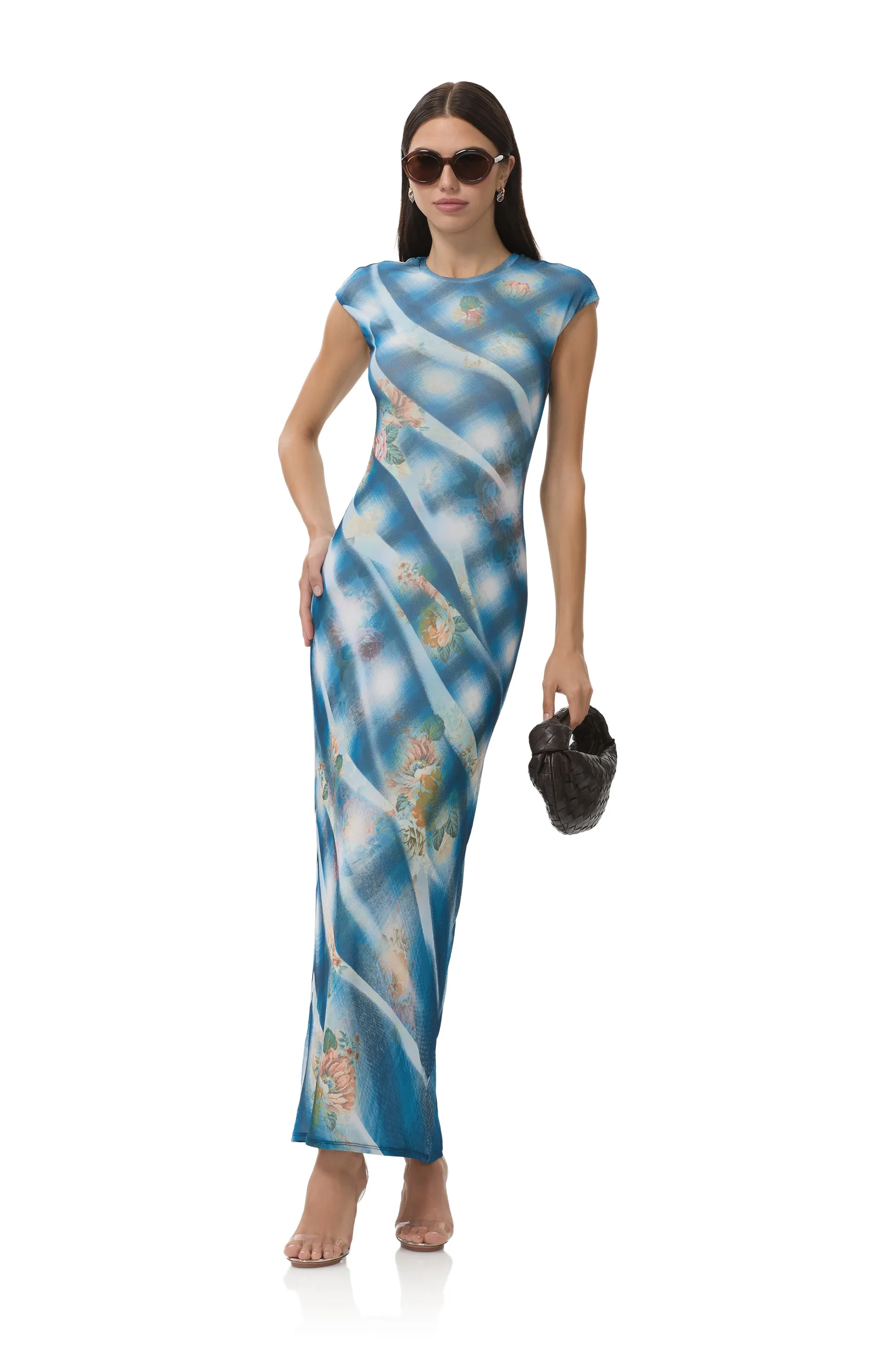 Cody Dress - Blue Floral Plaid Vibrant pattern