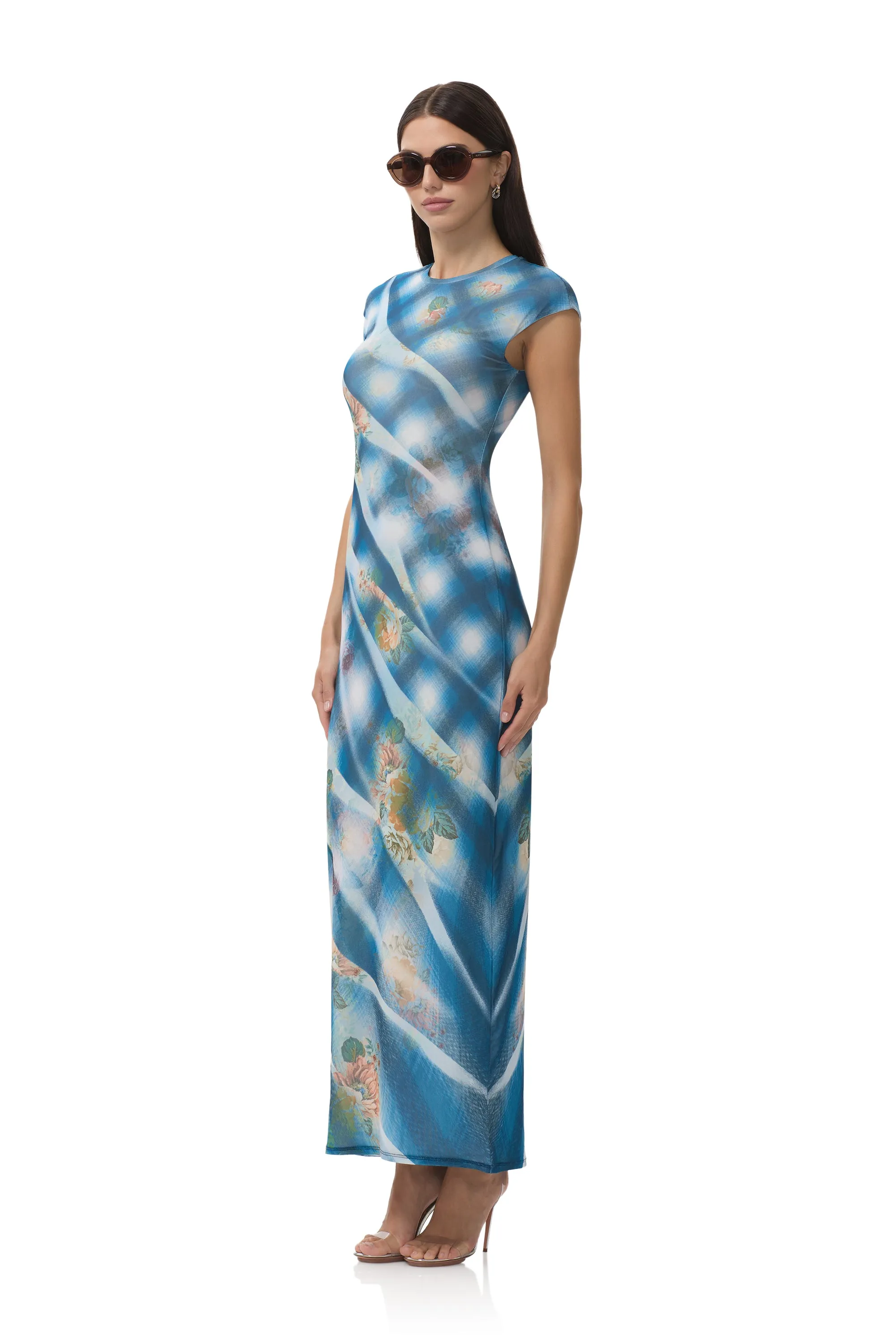 Air Touch Smooth Surface Cody Dress - Blue Floral Plaid