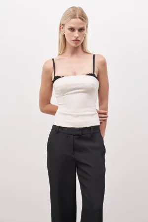 Tailored Bra Detail Bustier - Cream/Black Anti Pilling Fabric