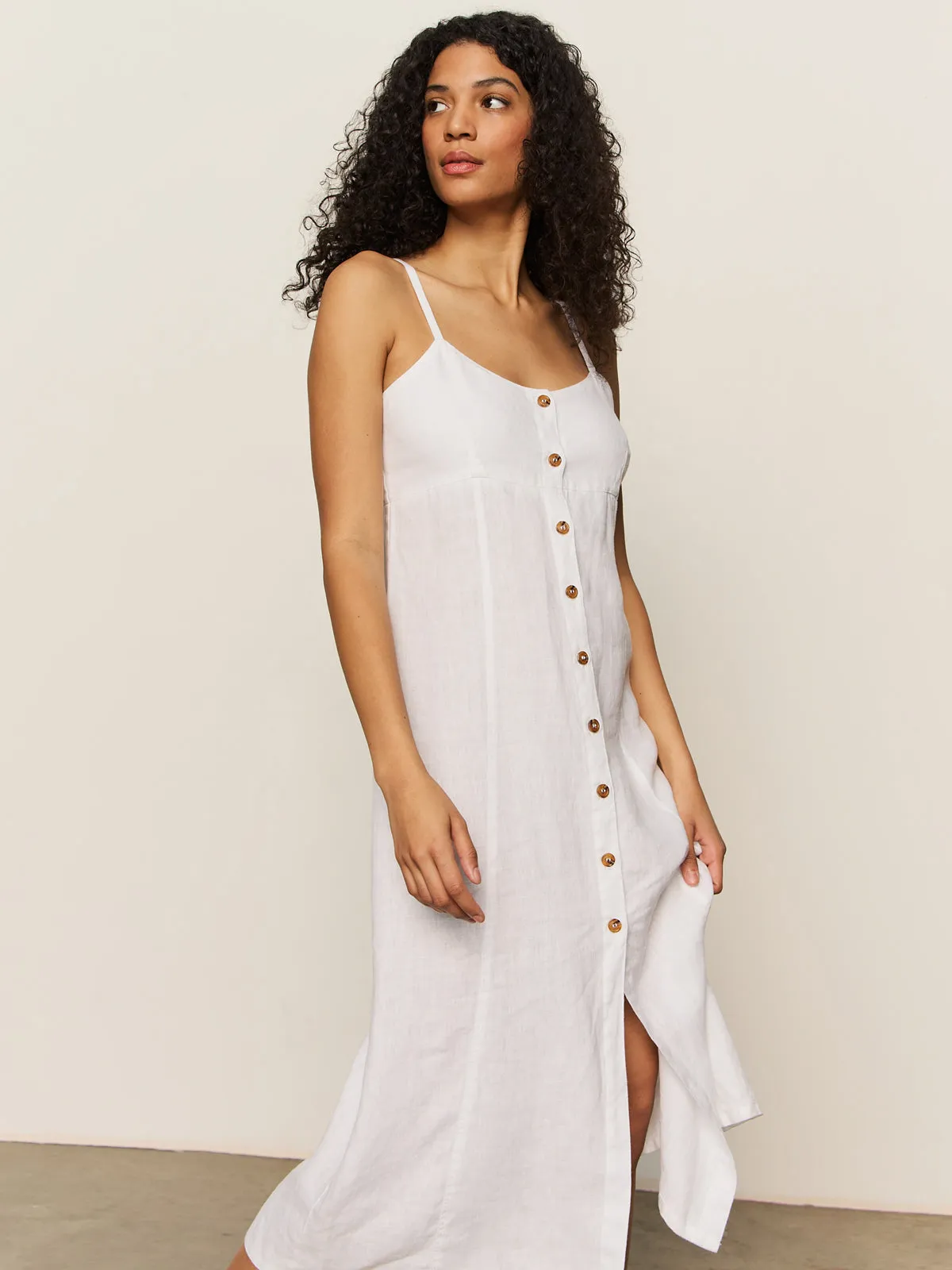 Wilder Linen Dress Bleached White Stream Cut