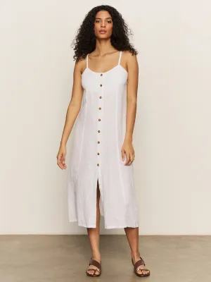 Wilder Linen Dress Bleached White Drawstring-Waist