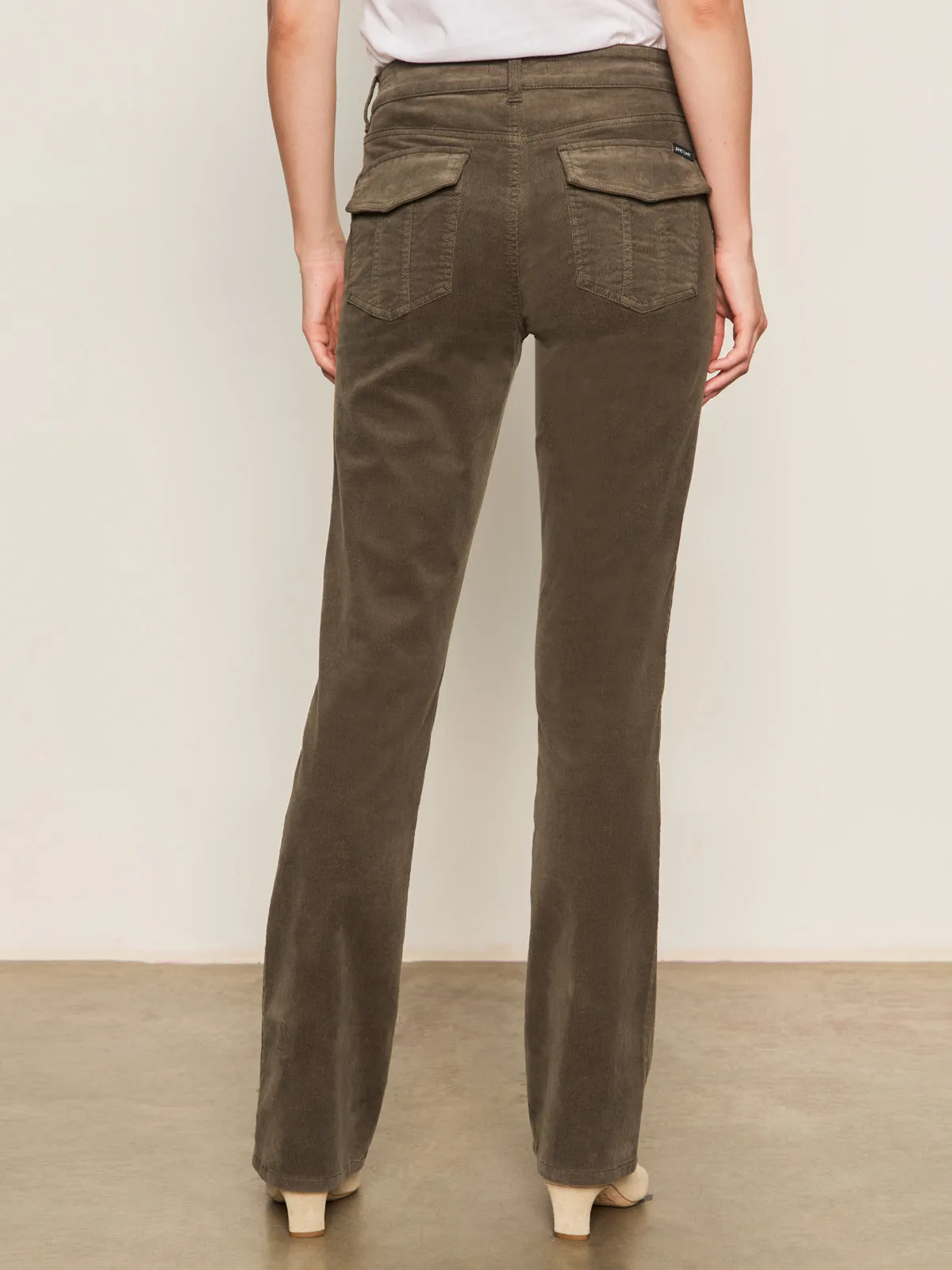 Corduroy Hayden Bootcut Pant Kalamata Contrast Stitch Detail Ergonomic Shoulder Cut