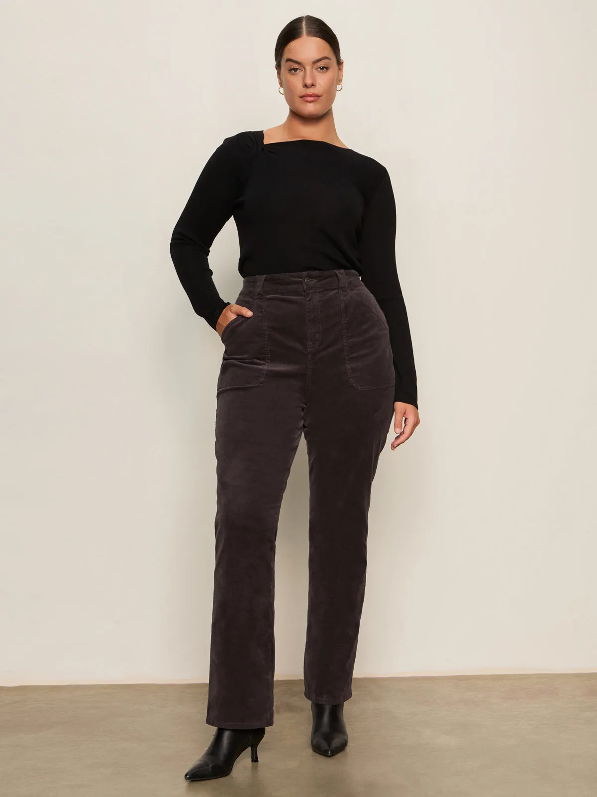 Cozy Knit Corduroy Hayden Bootcut Pant Semi Sweet Extended Sizing
