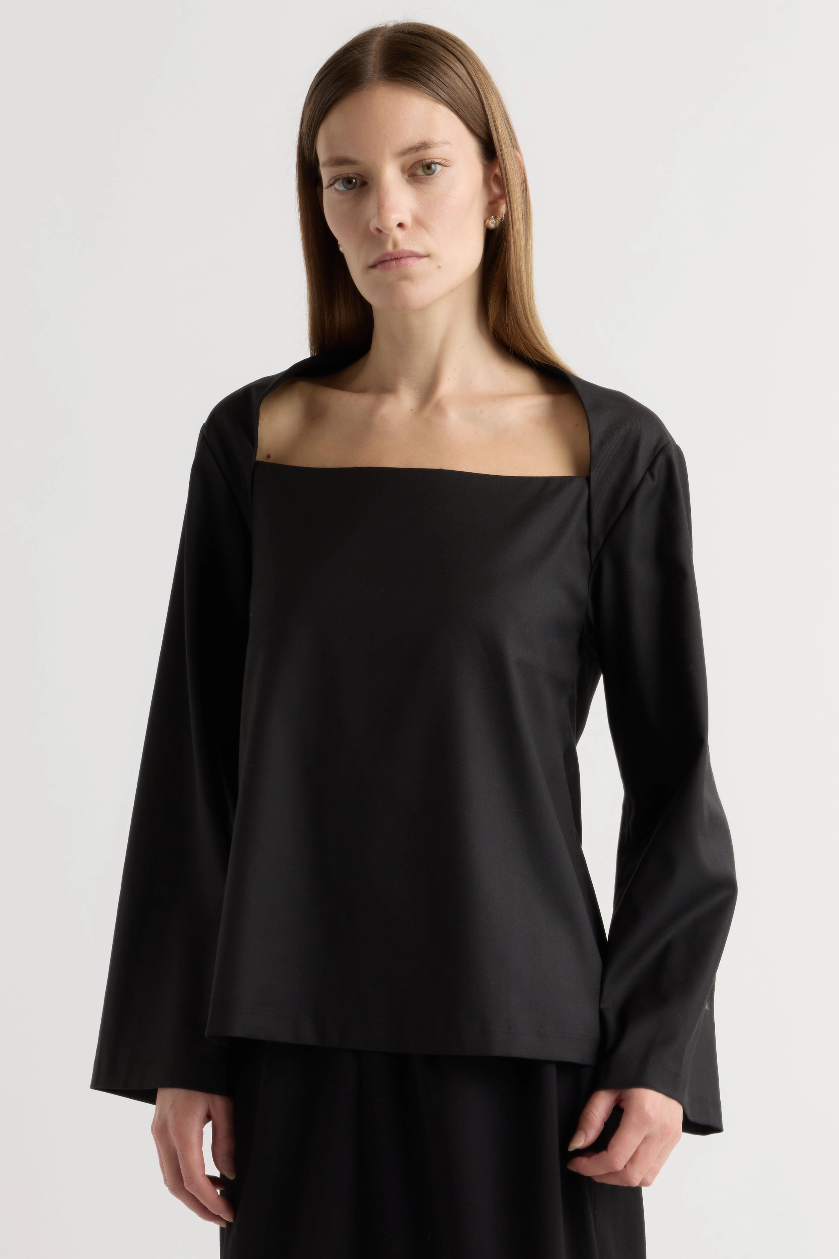 HoodedVersion Tatiana Wide-Neck Flare-Sleeve Blouse