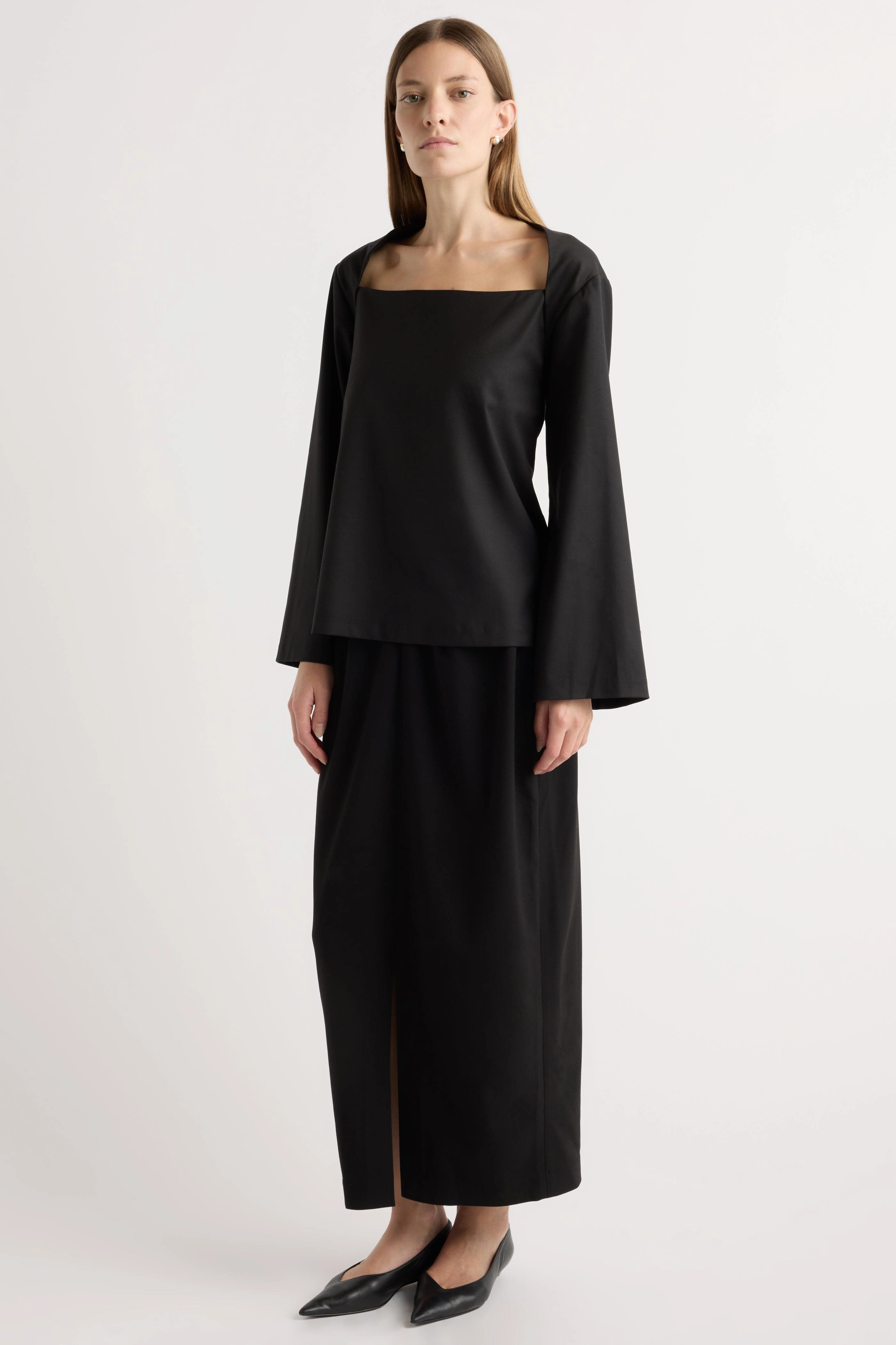 Sporty Hoodie Tatiana Wide-Neck Flare-Sleeve Blouse