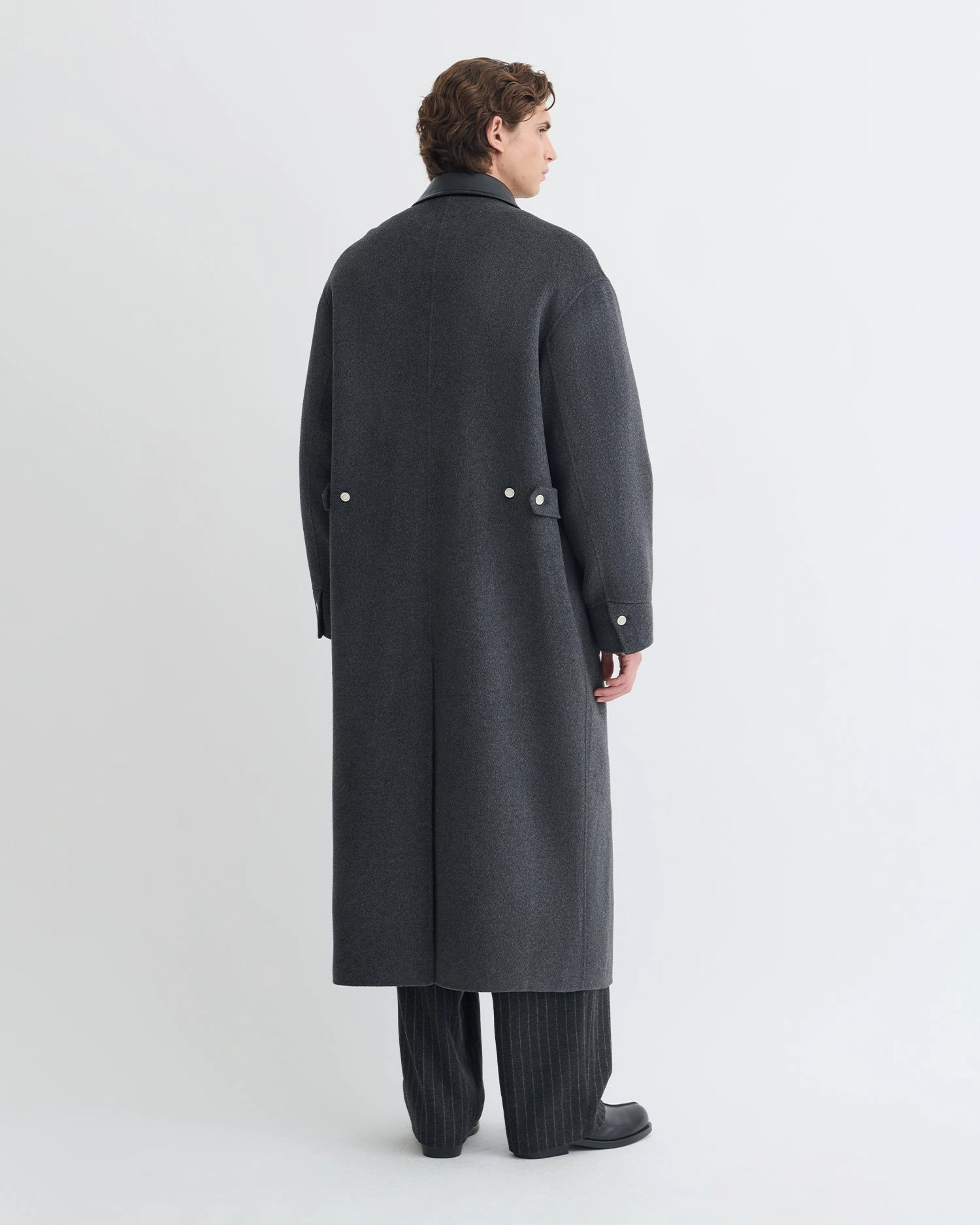 Wylder - Double Wool Coat - Grey Melange Light Reflective Trim emptiness