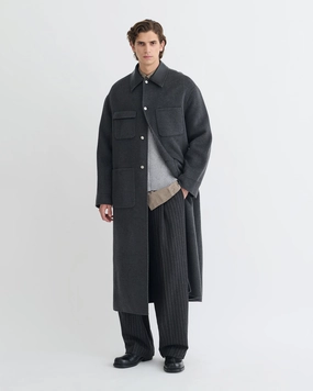 polka dotted Spot Wylder - Double Wool Coat - Grey Melange