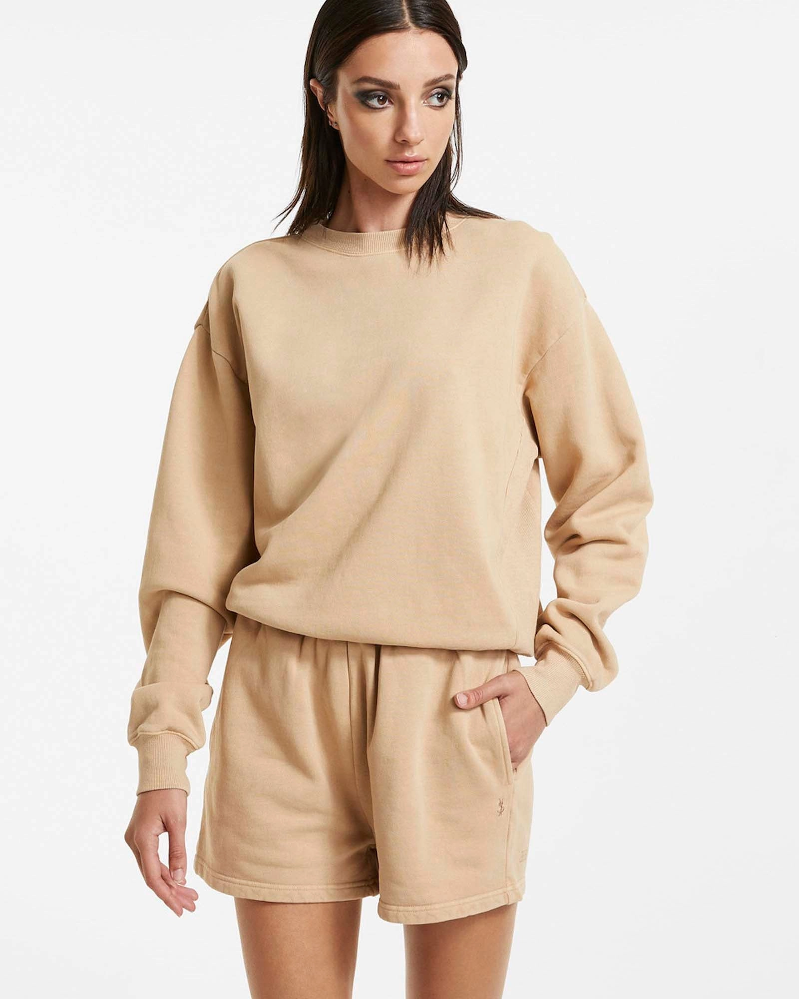 3 X 4 KLASSIC CREW LATTE Garment Washed