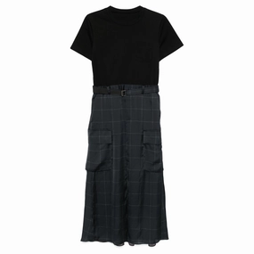 Subtle Elegance Windowpane T-Shirt Dress