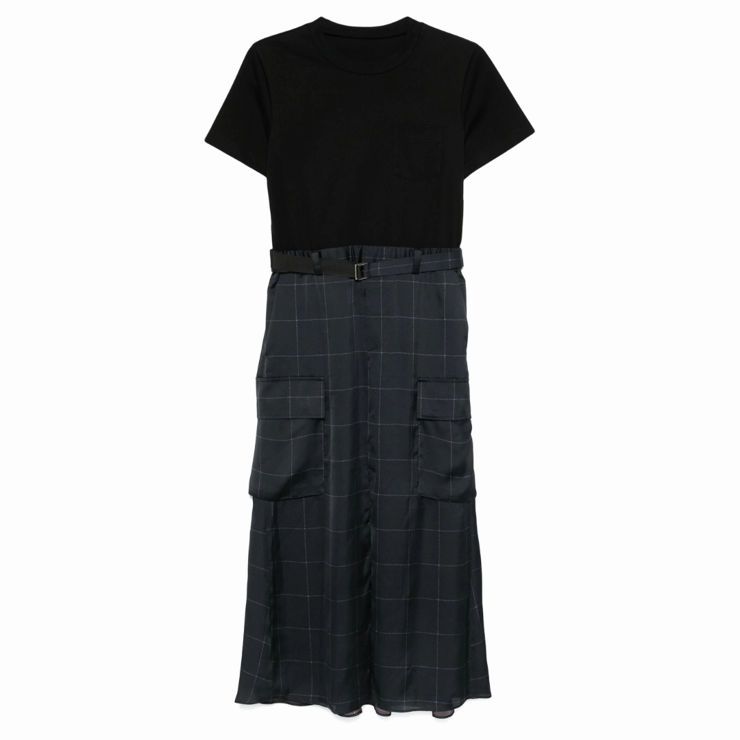 Subtle Elegance Windowpane T-Shirt Dress