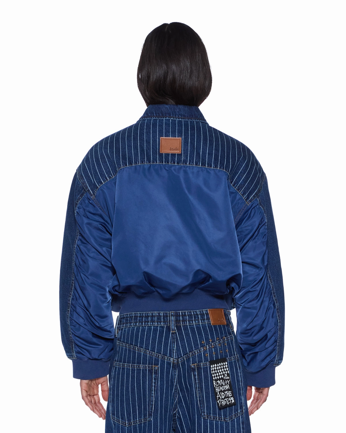 Job Flexible Shoulder Seams DISTRICT BOMBER MAYFAIR BLUE SPLICED