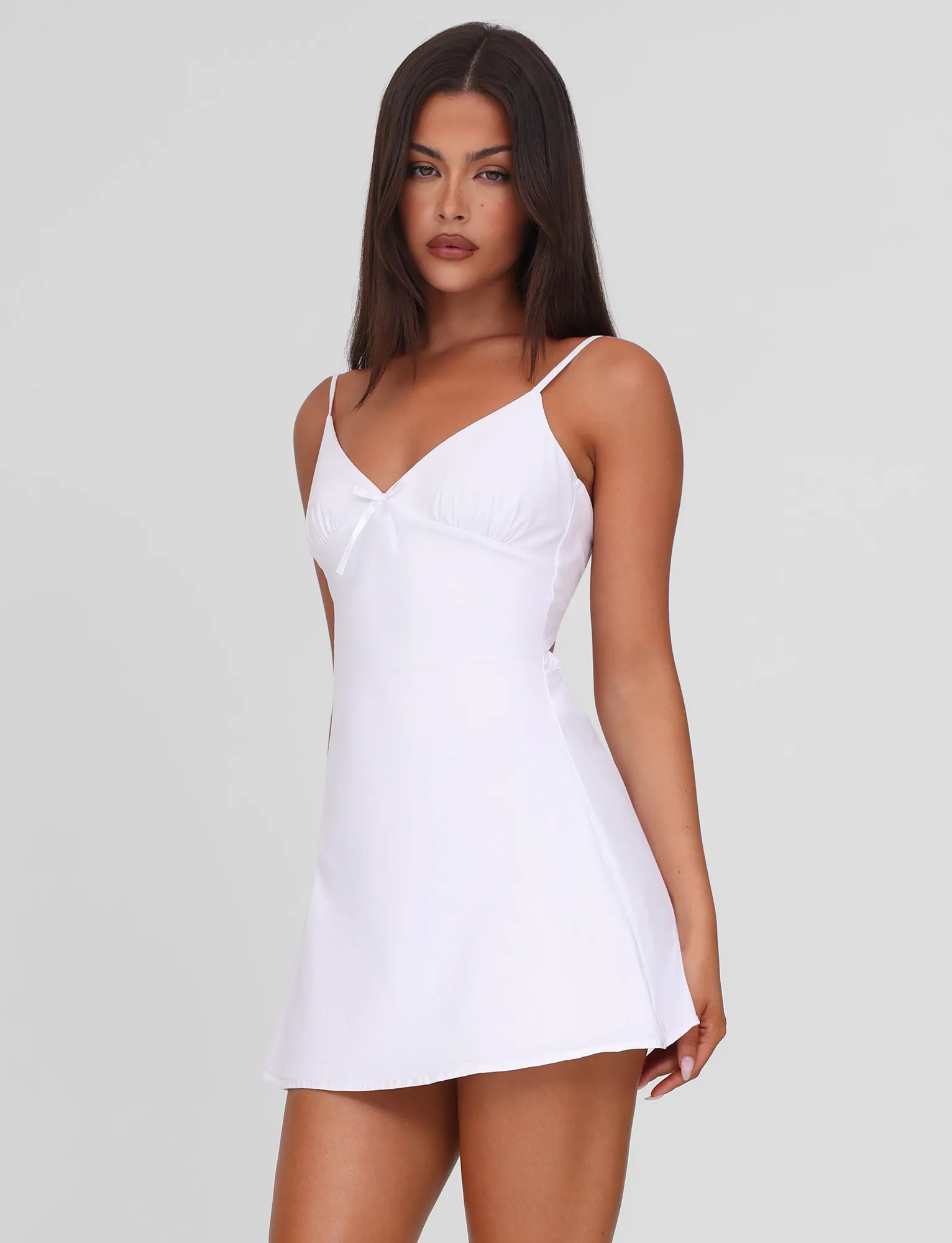 WINNIE MINI DRESS - WHITE Subtle pattern