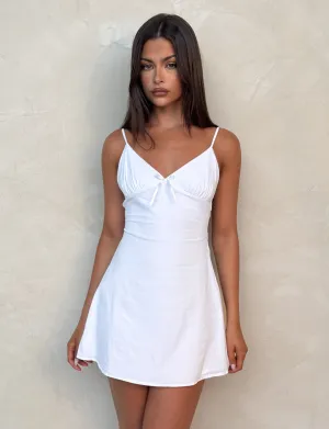 WINNIE MINI DRESS - WHITE Satin Touch Minimalist Style
