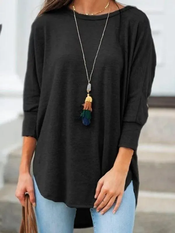 Women Asymmetrical Long Sleeve Cotton Blend Shirts & Tops