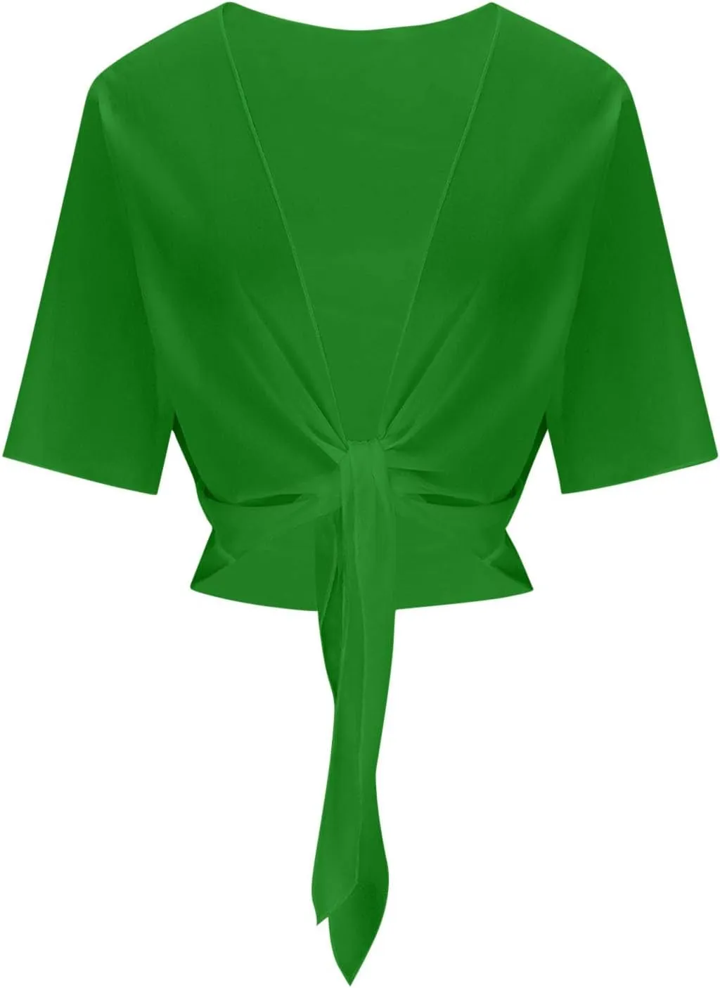 Women Bolero Shrug Summer Lightweight Shrugs Chiffon Cardigan Tops Short Sleeve Tie Front Cropped Top Cover Ups Dress