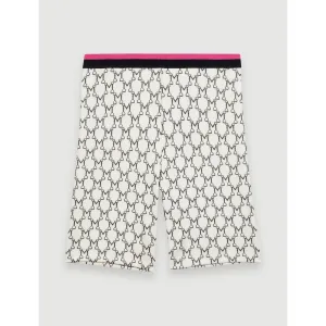 Women Cycling Shorts With All-Over Monogram - Ecru