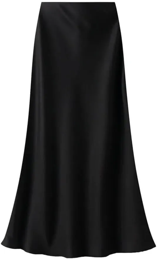 Women Elegant Satin Fishtail Skirts Temperament Long Skirt Solid Color All-Match Dress